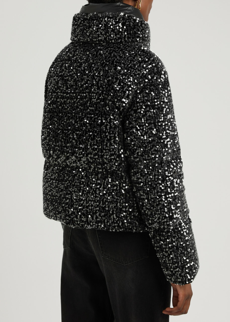 アウターその他 HERNO Velvet-effect jacket Herno Sequin-embellished Quilted Velvet Coat Black Herno