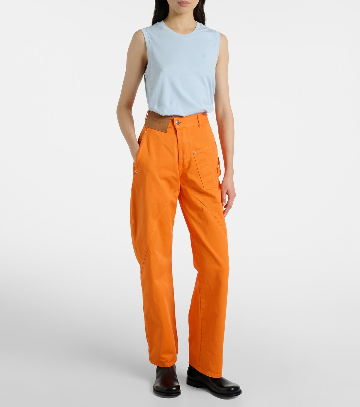 JW Anderson Embroidered high-rise straight jeans