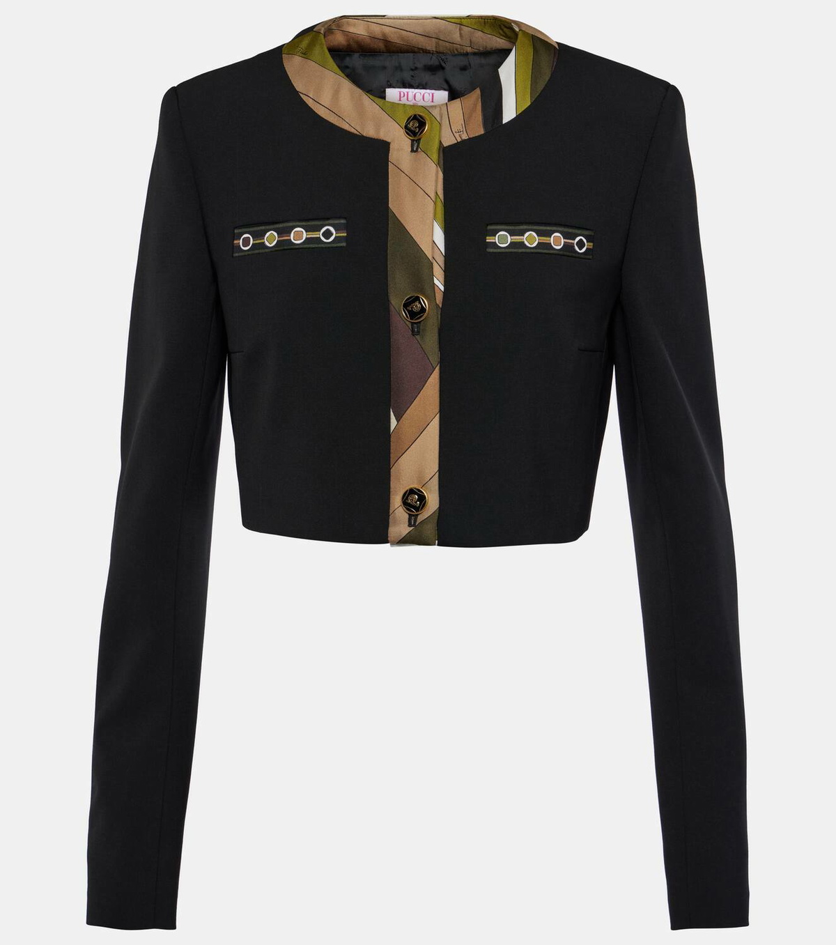 Pucci Vivara-printed cropped wool-blend jacket