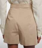 Max Mara Tabacco pleated cotton-blend shorts