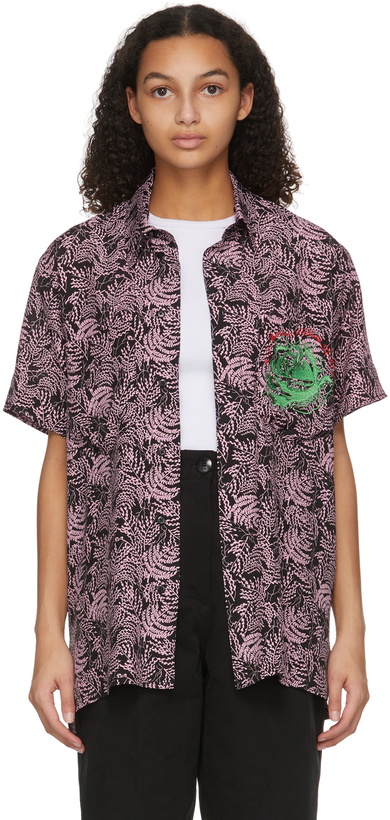 Photo: SSENSE WORKS SSENSE Exclusive Jeremy O. Harris Black & Pink Rose Bowling Shirt