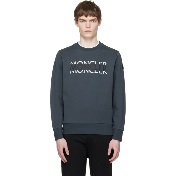 Photo: Moncler Gray Logo Cotton Jersey Long Sleeve Sweatshirt