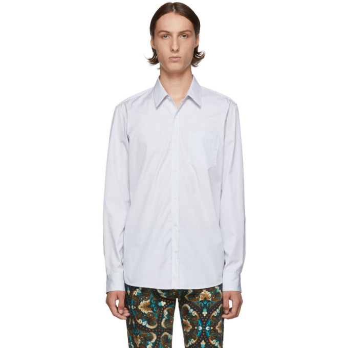 Photo: Dries Van Noten White and Navy Stripe Corbin Shirt