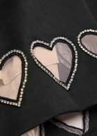 Alice + Olivia Cade Heart Embellished Satin Mini Dress Black