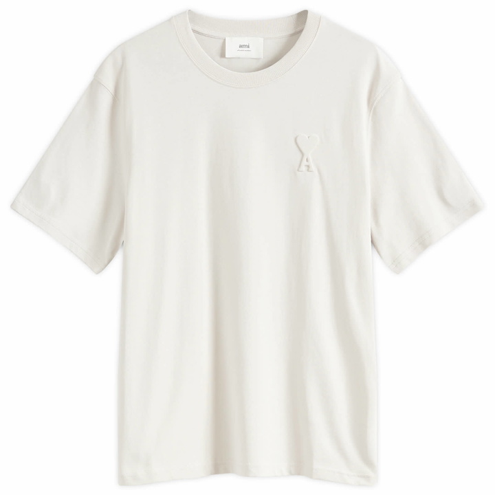 Photo: AMI Paris Men's AMI Embossed Heart T-Shirt in Chalk