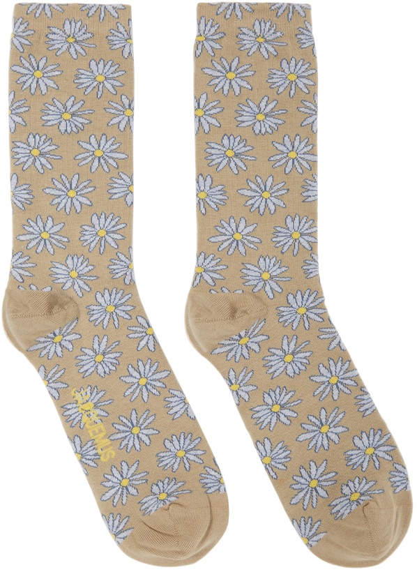 Photo: JACQUEMUS Taupe 'Les Chaussettes Fleurs' Socks