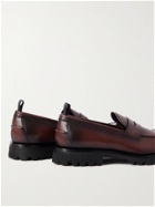 OFFICINE CREATIVE - Abstract Burnished-Leather Penny Loafers - Brown