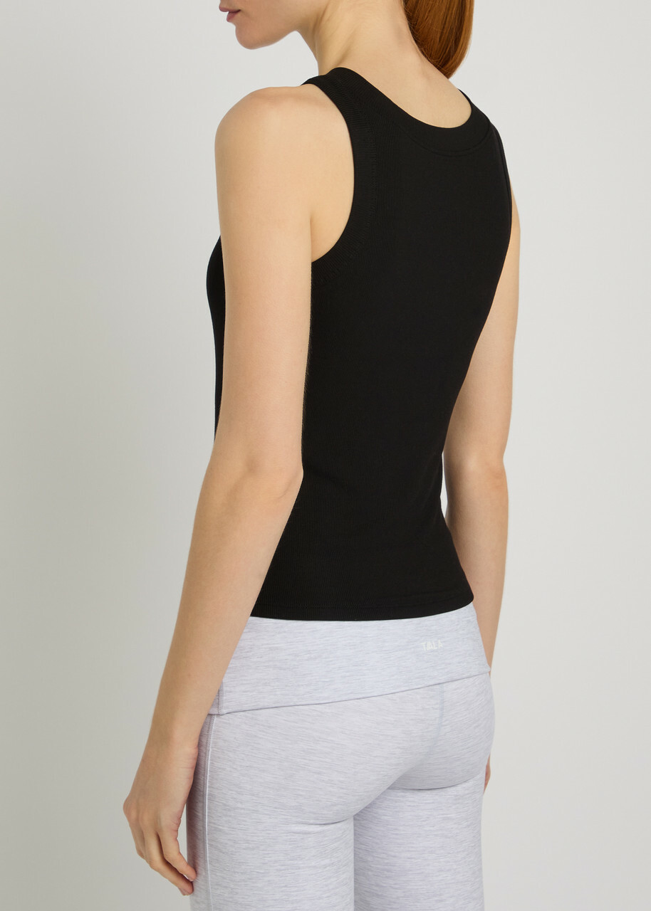Tala 365 Ribbed V-neck Stretch-modal Vest Black