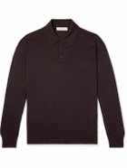 Purdey - Logo-Embroidered Wool Polo Shirt - Brown