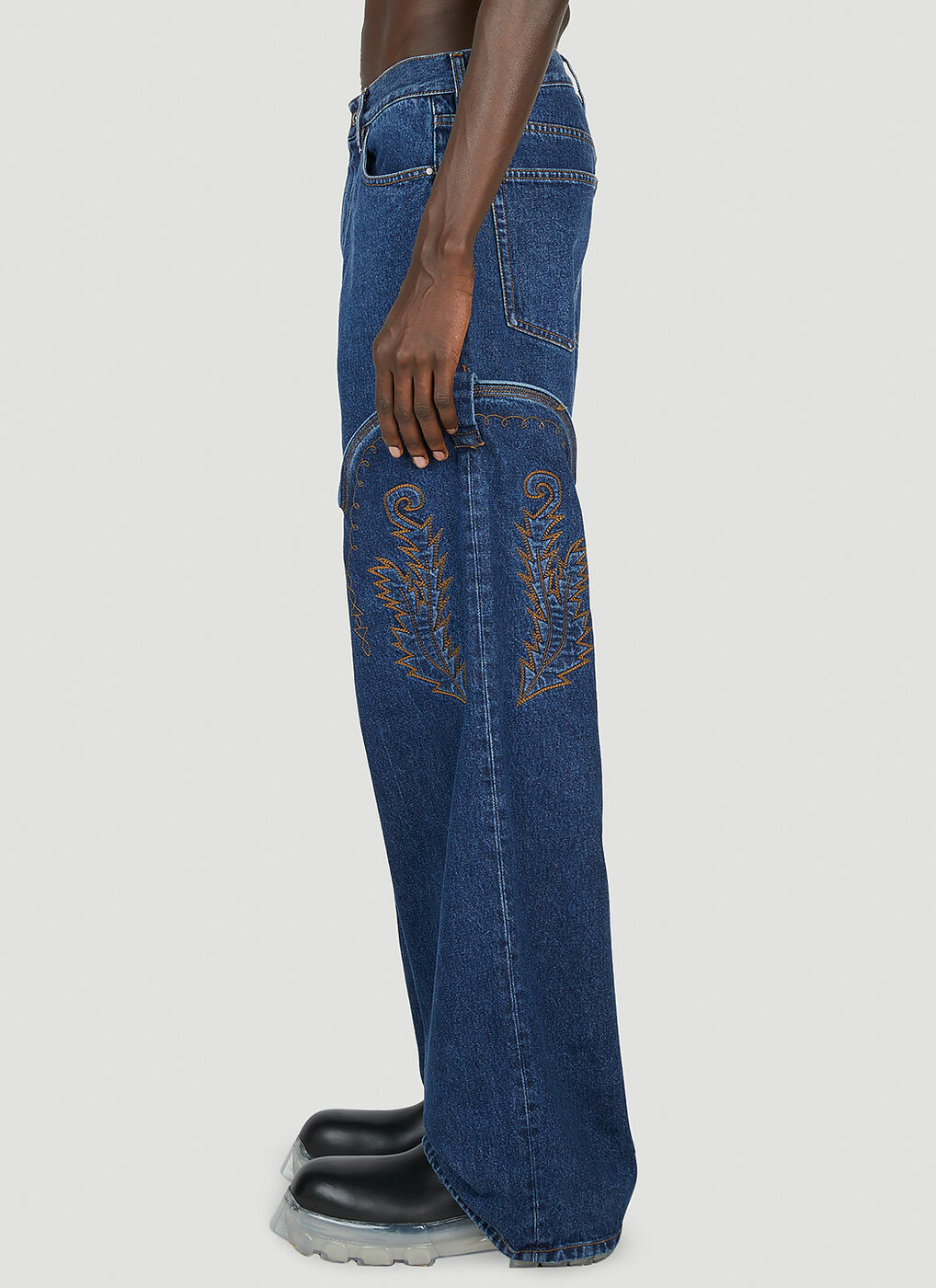 y/project size28 ネイビー cowboy cuff jeans Y/project CLASSIC MAXI COWBOY CUFF JEANS - NAVY | Garmentory