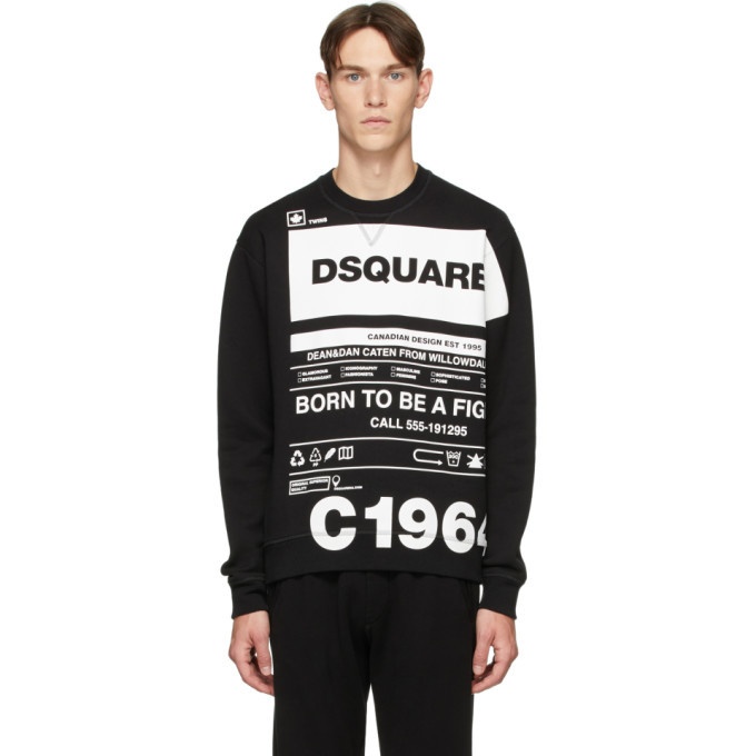 Photo: Dsquared2 Black Cool Fit Logo Graphic Sweatshirt