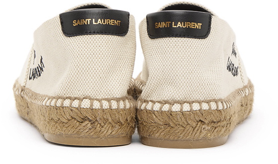 Saint Laurent Off-White Embroidered Logo Espadrilles