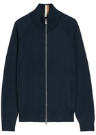 Boss Fine-knit Cotton and Wool-blend Cardigan Navy