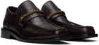 Ernest W. Baker Brown Croc Braided Chain Loafers