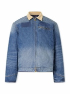 Cherry Los Angeles - Sun Faded Corduroy-Trimmed Denim Jacket - Blue
