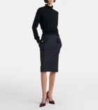 McQueen Chalk stripe wool and mohair pencil skirt
