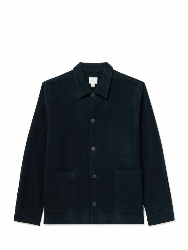 Photo: Sunspel - Cotton-Blend Moleskin Shirt Jacket - Blue