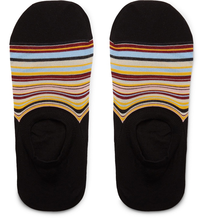 Photo: Paul Smith - Striped Cotton-Blend No-Show Socks - Black