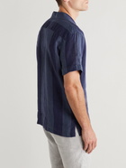 FRESCOBOL CARIOCA - Thomas Camp-Collar Striped Linen Shirt - Blue