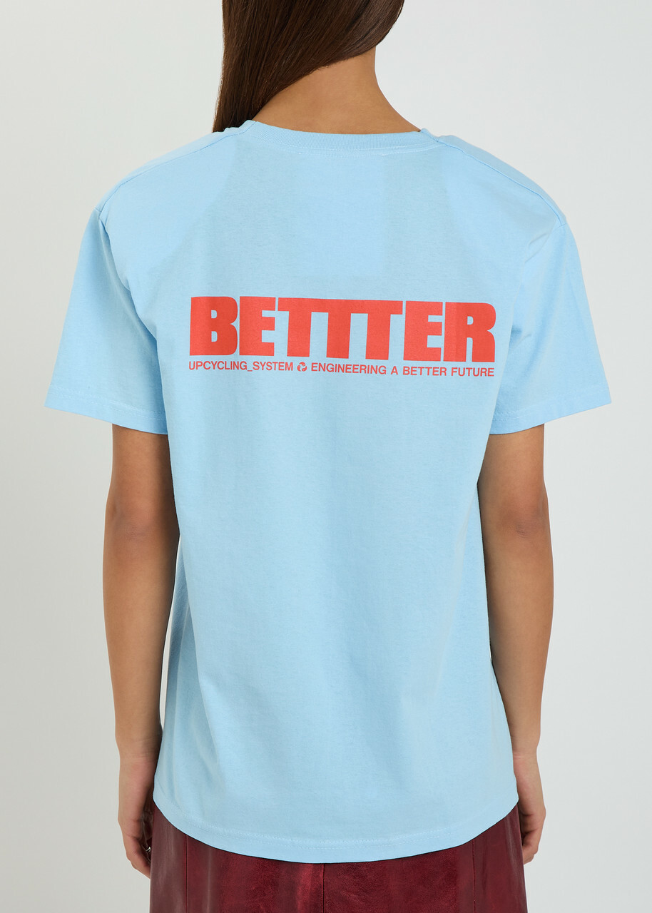 Bettter Father Printed Cotton T-shirt Blue