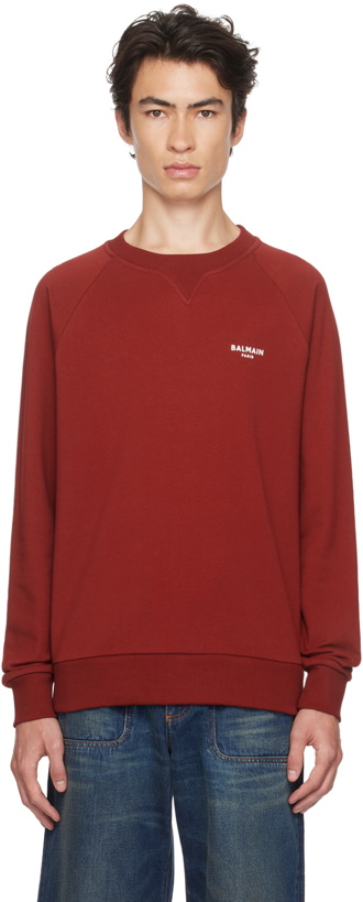 Photo: Balmain Burgundy Flocked Sweatshirt