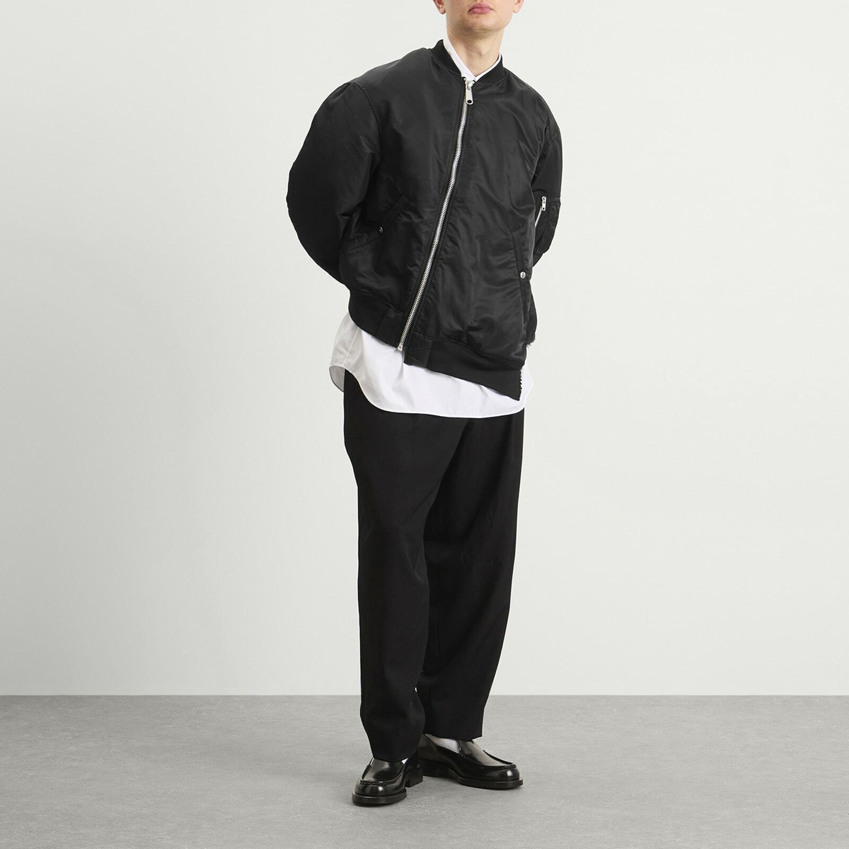 Comme des Garçons Men's Asymetric Bomber Jacket in Black