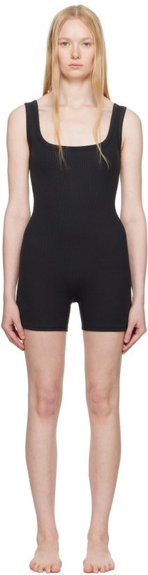 Photo: SKIMS Black Cotton Rib Onesie Romper