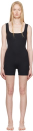 SKIMS Black Cotton Rib Onesie Romper
