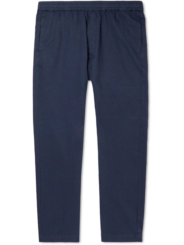 Photo: Barena - Bativoga Maestra Straight-Leg Stretch Cotton and Linen-Blend Trousers - Blue