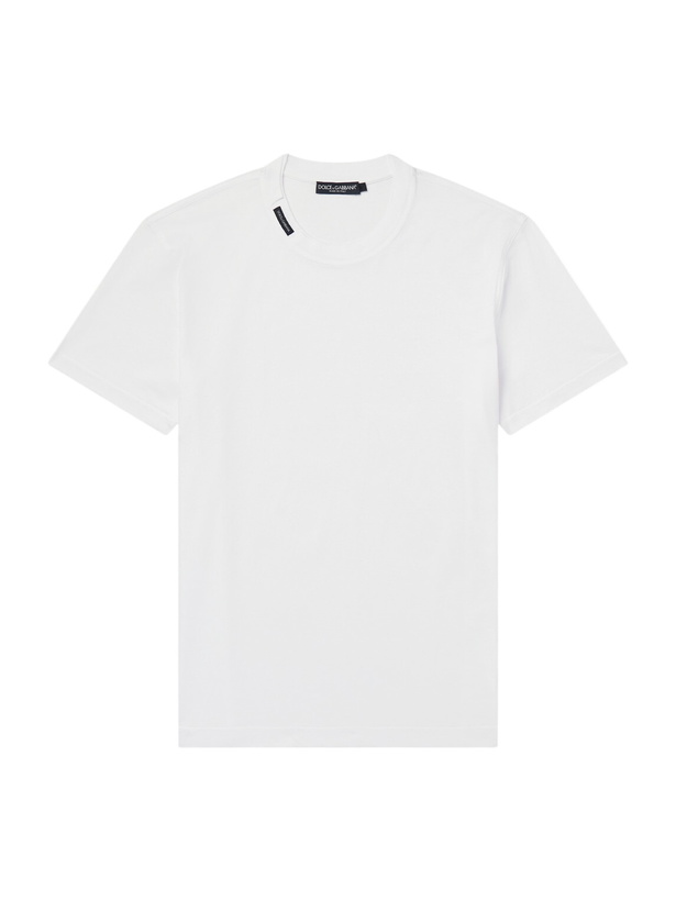 Photo: Dolce&Gabbana - Logo-Appliquéd Cotton-Jersey T-Shirt - White