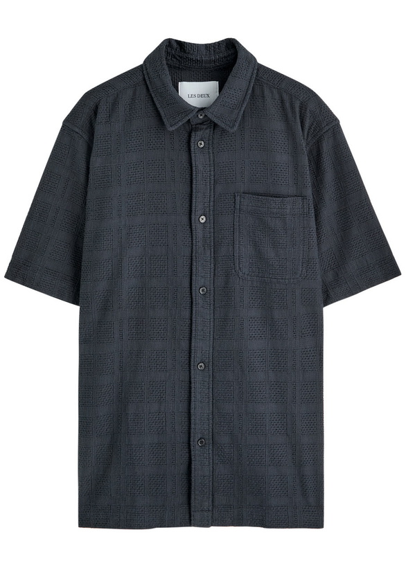 Photo: Les Deux Charlie Embroidered Cotton Shirt Navy
