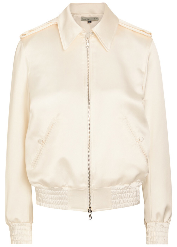 Photo: Aaron Esh Blouson Satin Flight Jacket White