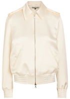 Aaron Esh Blouson Satin Flight Jacket White