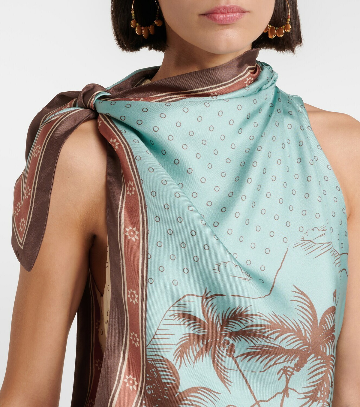 Alémais Alberta scarf-detail silk twill midi dress