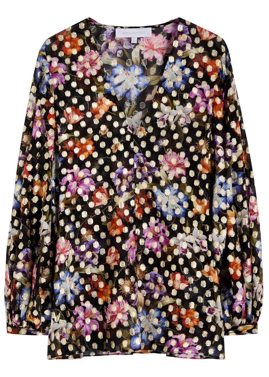 Borgo DE Nor Stellan Fil-coupé Floral-print Chiffon top Multicoloured