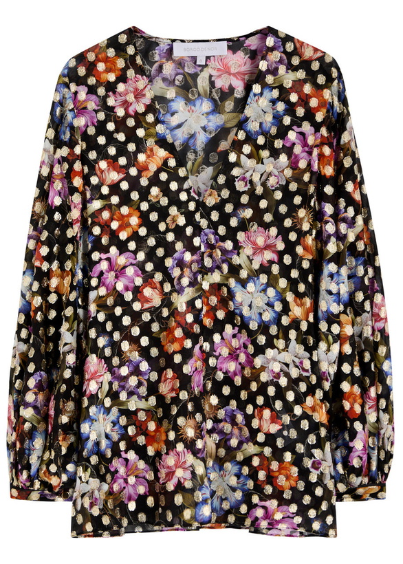 Photo: Borgo DE Nor Stellan Fil-coupé Floral-print Chiffon top Multicoloured