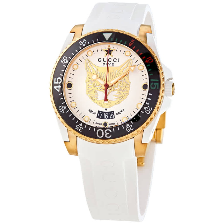 Photo: Gucci Dive Quartz White Dial Ladies Watch YA136322
