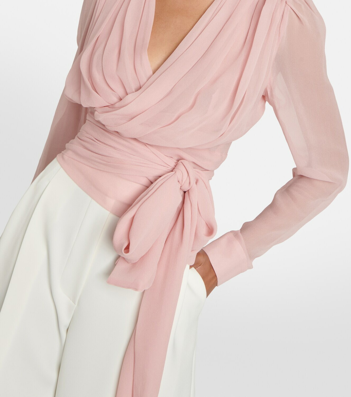 Costarellos Belt-detail silk blouse