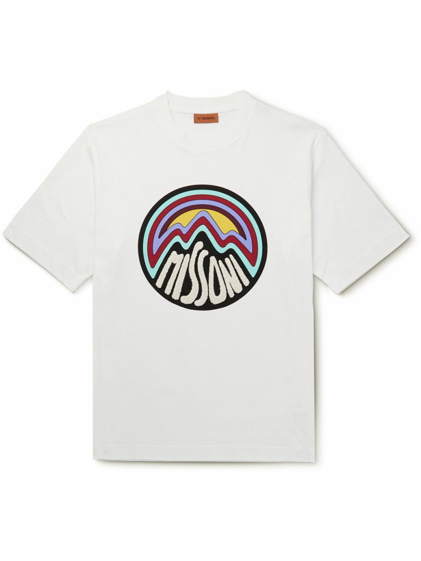 Photo: Missoni - Logo-Embroidered Cotton-Jersey T-Shirt - White