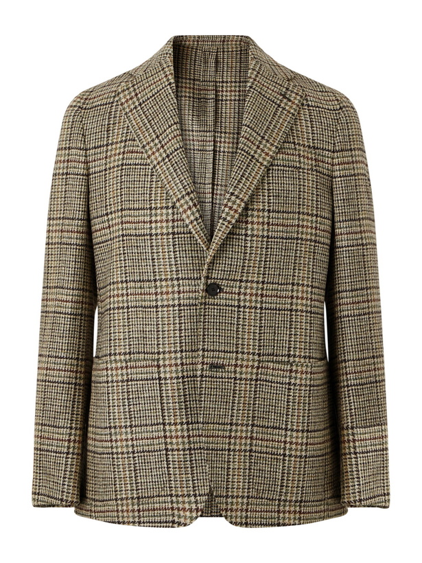 Photo: Caruso - Butterfly Checked Wool Blazer - Brown