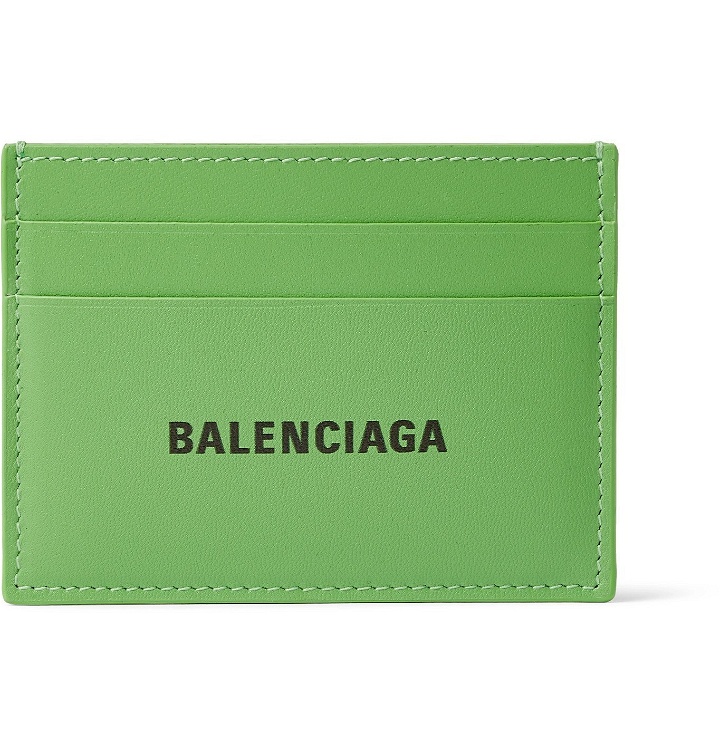 Photo: Balenciaga - Logo-Print Full-Grain Leather Cardholder - Green