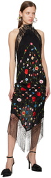 Conner Ives Black Reconstituted Piano Shawl Midi Dress