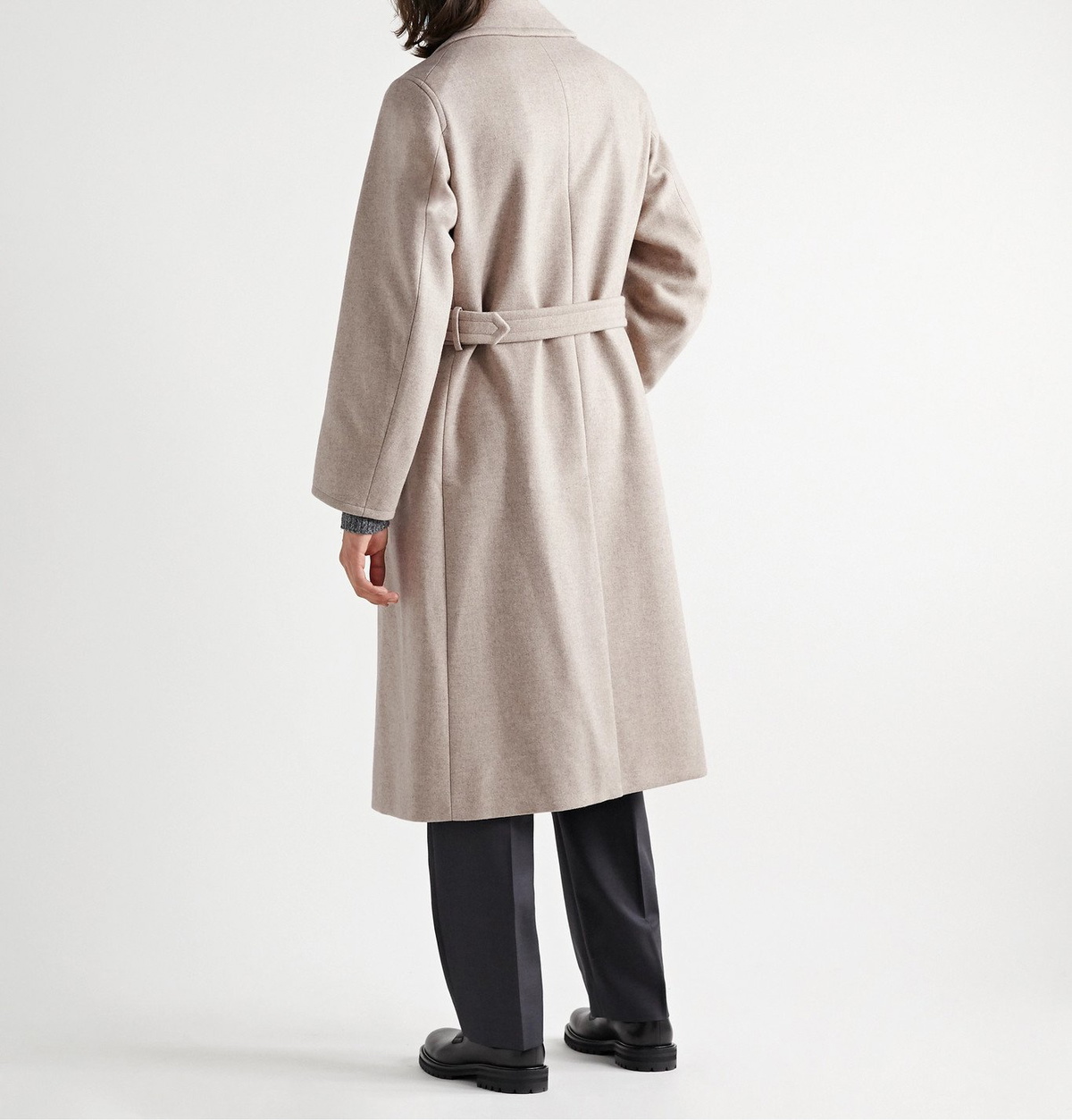 Auralee - Belted Double-Breasted Mélange Wool Coat - Neutrals Auralee