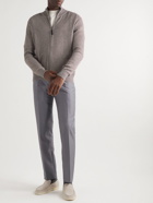 Brioni - Waffle-Knit Cashmere and Silk-Blend Zip-Up Cardigan - Gray