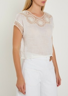 Nili Lotan Caila Embroidered Ramie top Off White
