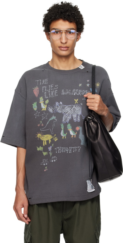 Photo: Maison MIHARA YASUHIRO Gray Kids Doodle Printed T-shirt