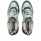 Golden Goose Men's Running Dad Sneakers in White Beige/Octane Blue/White And Silver