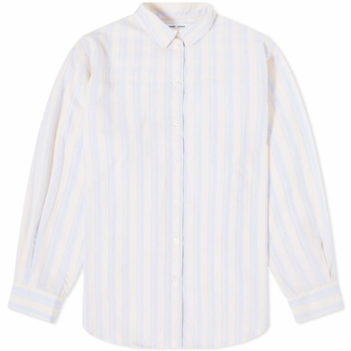 Photo: Samsøe Samsøe Women's Alfrida Oversized Stripe Shirt in Stripes Lemon