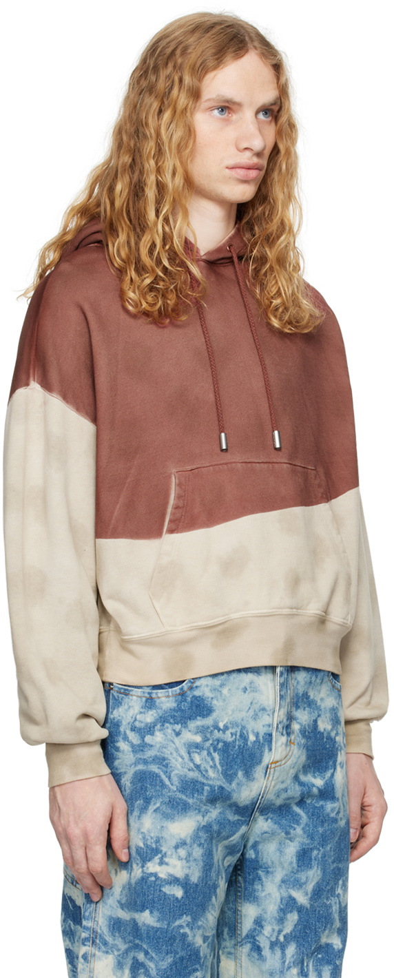 【関税込み】Eckhaus Latta レッド&ベージュ Mars フーディ Eckhaus Latta Red & Beige Mars Hoodie Eckhaus Latta