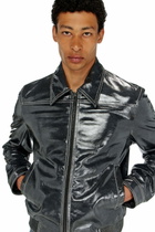 Diesel Patent-leather jacket - Leather jackets Mens in Grey
